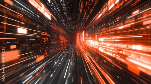 3D Rendering of a Computer Chip with Data Streams