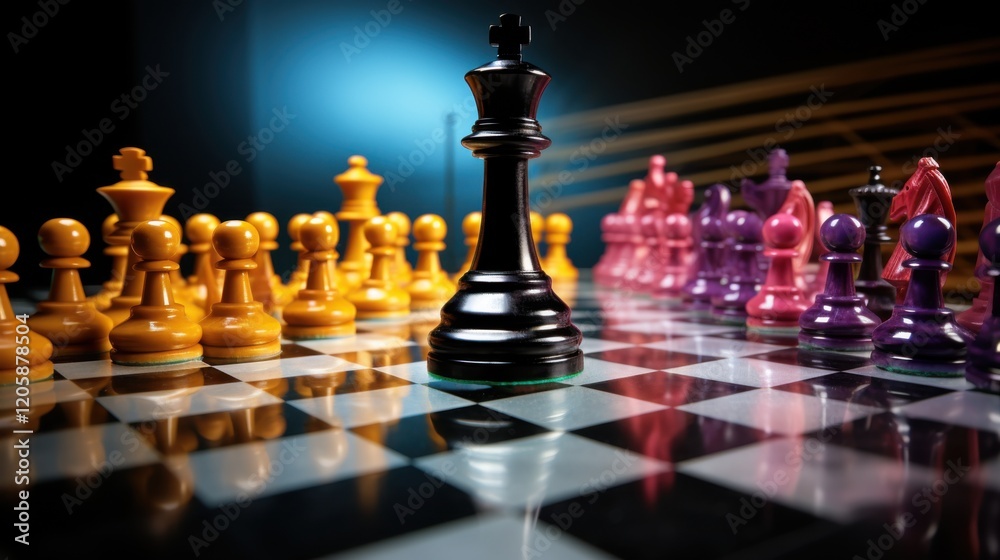 An intense chess endgame scenario with a lone king surrounded by pawns, framed by a stock market graph showing steep rises and falls An intense chess endgame scenario with a lone king surrounded by pawns, framed by a stock market graph showing steep rises and falls