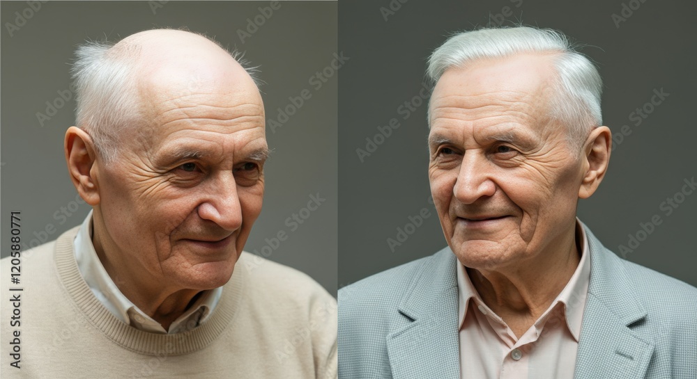 Portraits of mature caucasian men with diverse expressions and styles for character studies Portraits of mature caucasian men with diverse expressions and styles for character studies