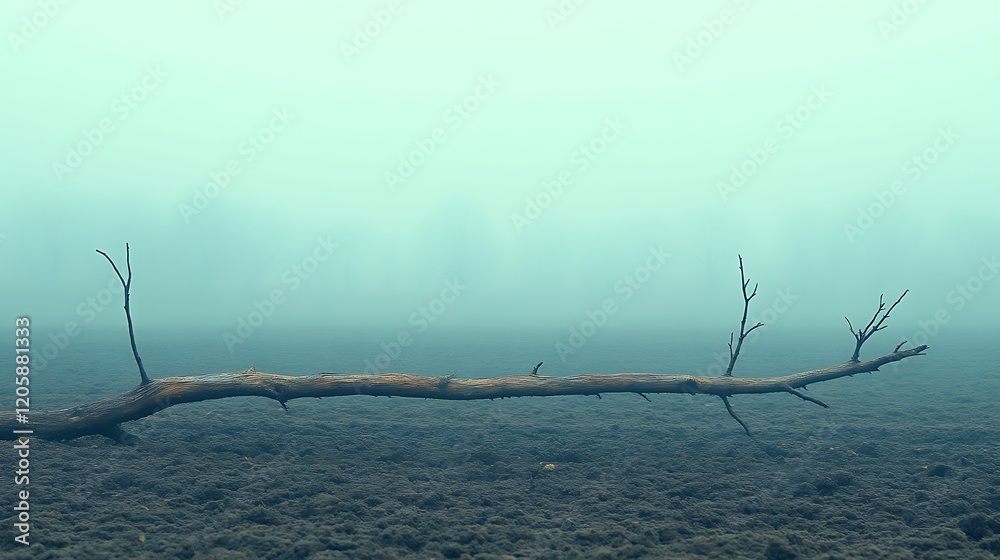 Fototapeta premium Submerged Log in Misty Aquatic Environment