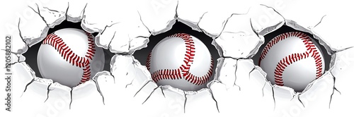 baseball breaking through a wall