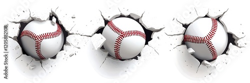 baseball breaking through a wall