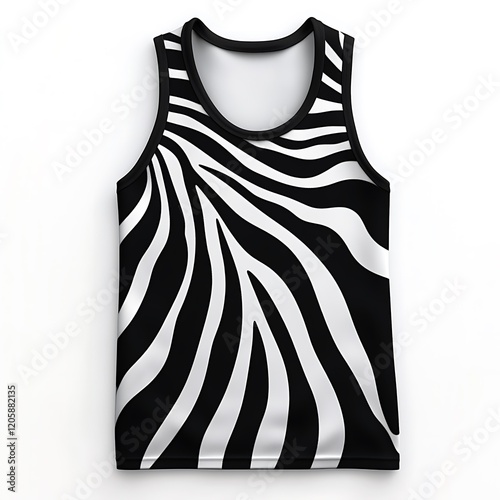 3d a black tank top with a zebra pattern