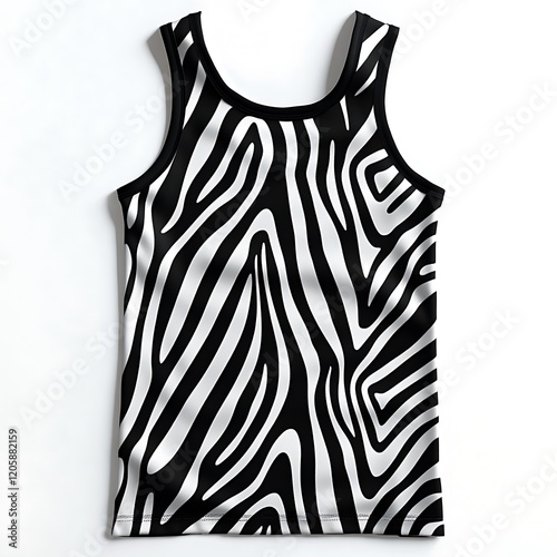 3d a black tank top with a zebra pattern