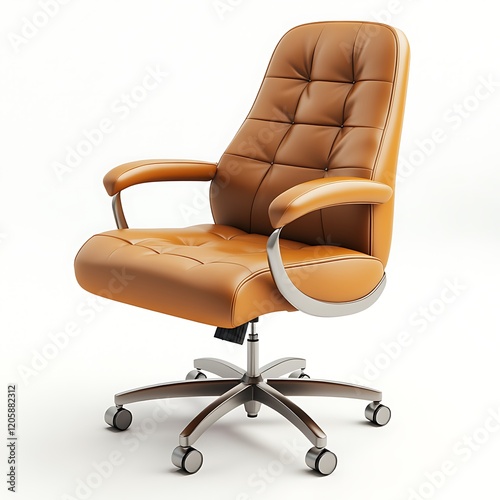 3d a brown office chair with wheels