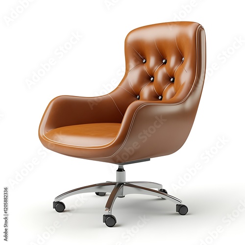 3d a brown office chair with wheels