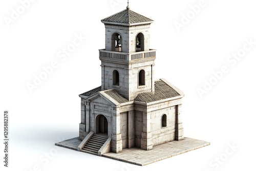 3d a building with a tower