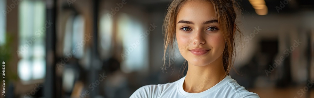 A fit and smiling fitness trainer in a modern gym, symbolizing health and empowerment. Ideal for fitness, health, and motivational content. A fit and smiling fitness trainer in a modern gym, symbolizing health and empowerment. Ideal for fitness, health, and motivational content.