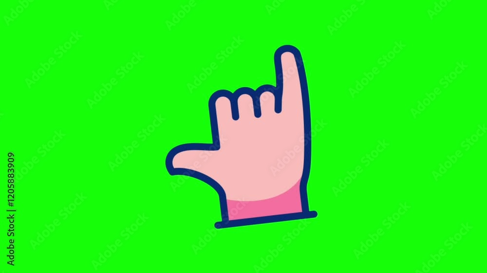 Shaka hand gesture animation loop on green screen background for video editing and creative visuals Shaka hand gesture animation loop on green screen background for video editing and creative visuals