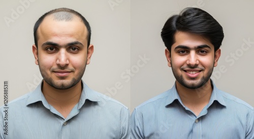 Transformation of young south asian male with hair restoration before and after