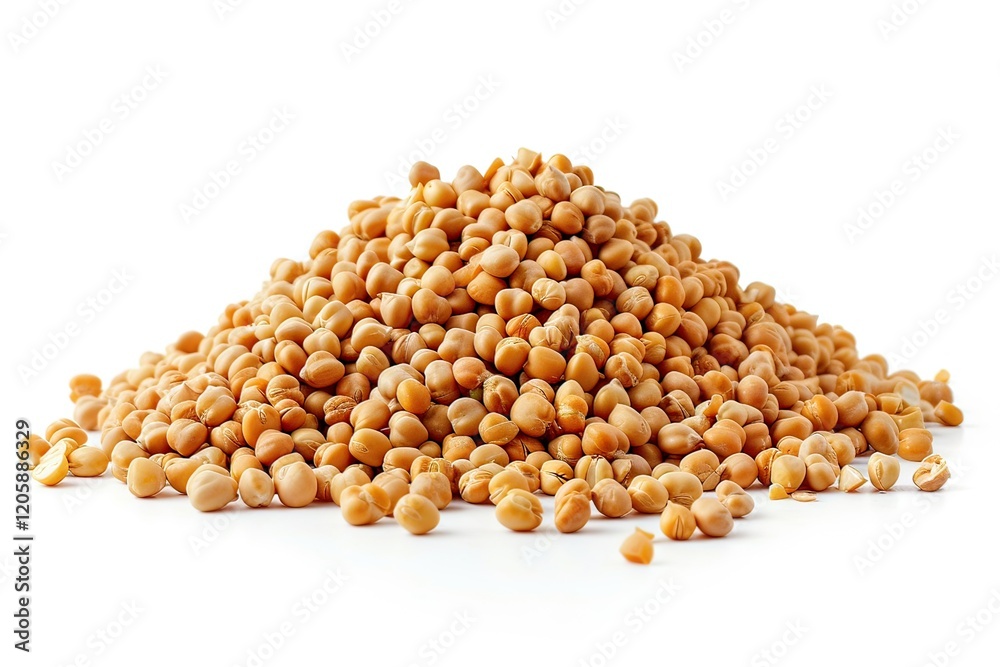 Numerous raw chickpeas are piled in a clean arrangement, highlighting their light beige color and smooth texture, ideal for various culinary uses Numerous raw chickpeas are piled in a clean arrangement, highlighting their light beige color and smooth texture, ideal for various culinary uses