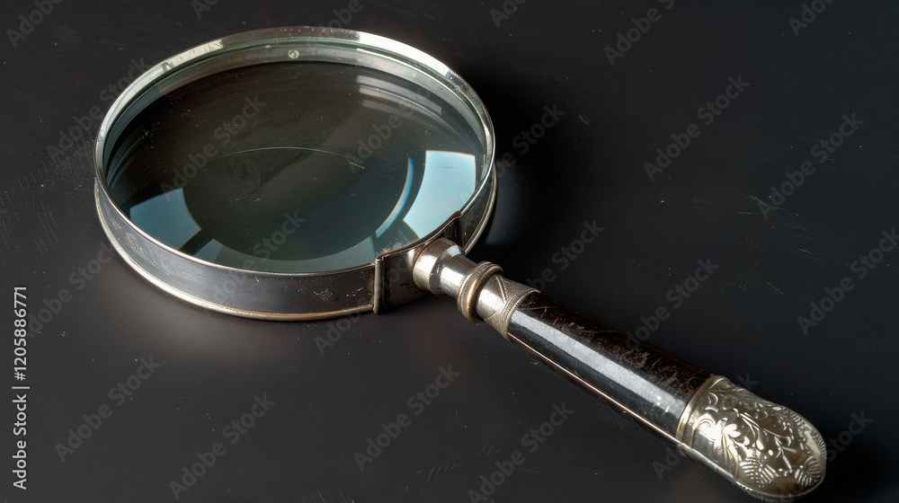 Magnifying glass with a 70mm diameter attached to a silver handle.
