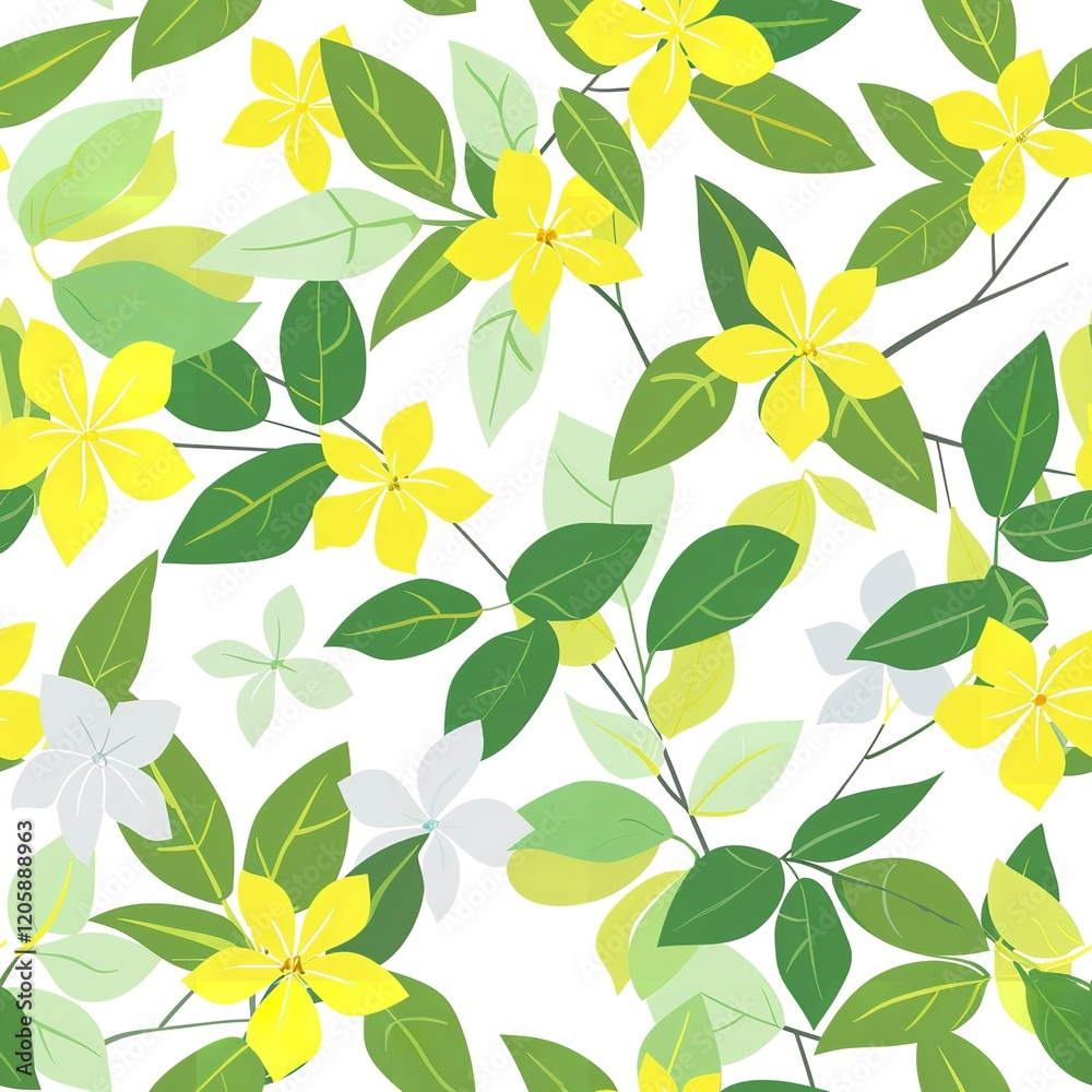 custom made wallpaper toronto digitalElegant Yellow and White Floral Seamless Pattern Design Botanical Spring Summer Nature White Background Textile Fabric Print Wallpaper Decoration
