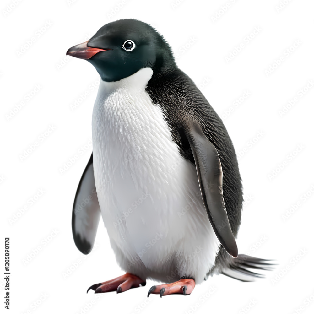 Adorable Adelie Penguin: Antarctic Wildlife, Isolated on White Background, Perfect for Designs & Adorable Adelie Penguin: Antarctic Wildlife, Isolated on White Background, Perfect for Designs &