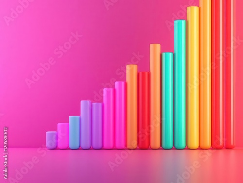 Free Download Economic growth bar graph, futuristic design, glowing colors, 3D illustration - GFXLoad