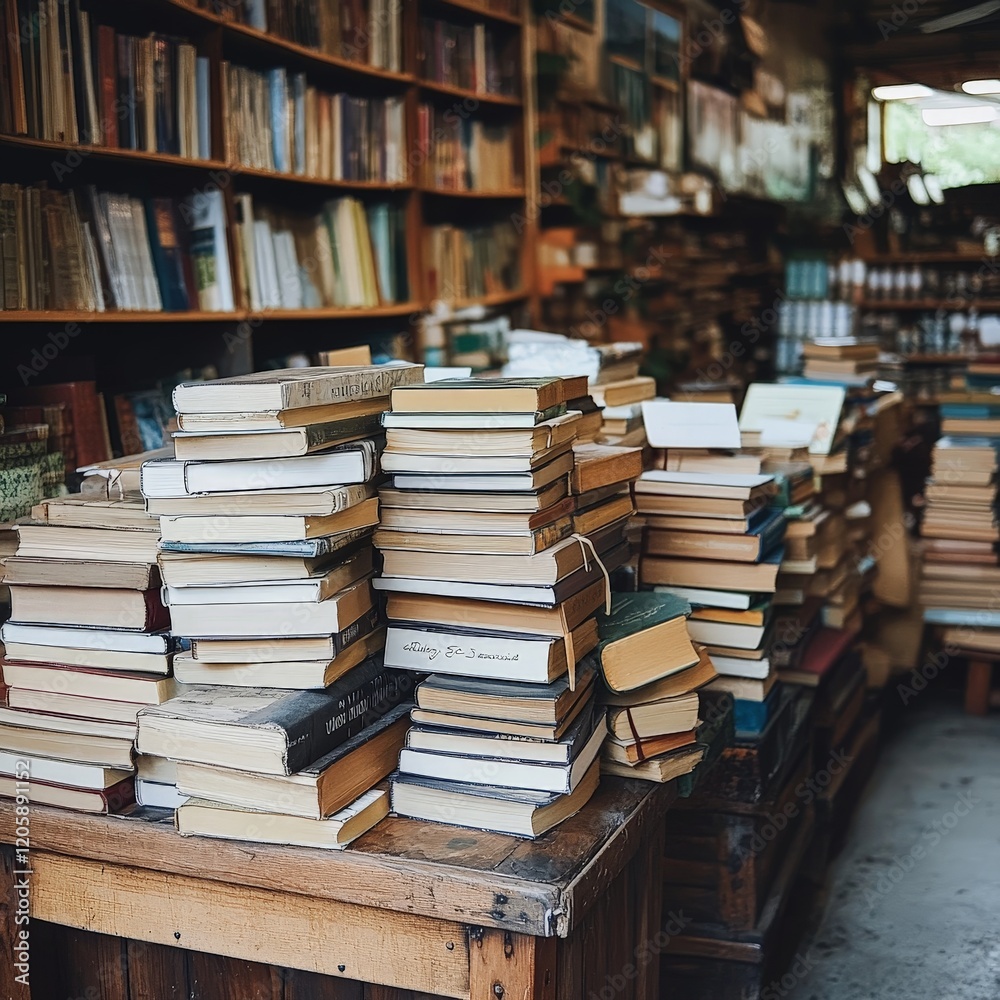 Stacks of books with potted plants in a bookstore cafe, symbolizing learning, leisure, and a cozy atmosphere. Great for lifestyle and educational content. Stacks of books with potted plants in a bookstore cafe, symbolizing learning, leisure, and a cozy atmosphere. Great for lifestyle and educational content.