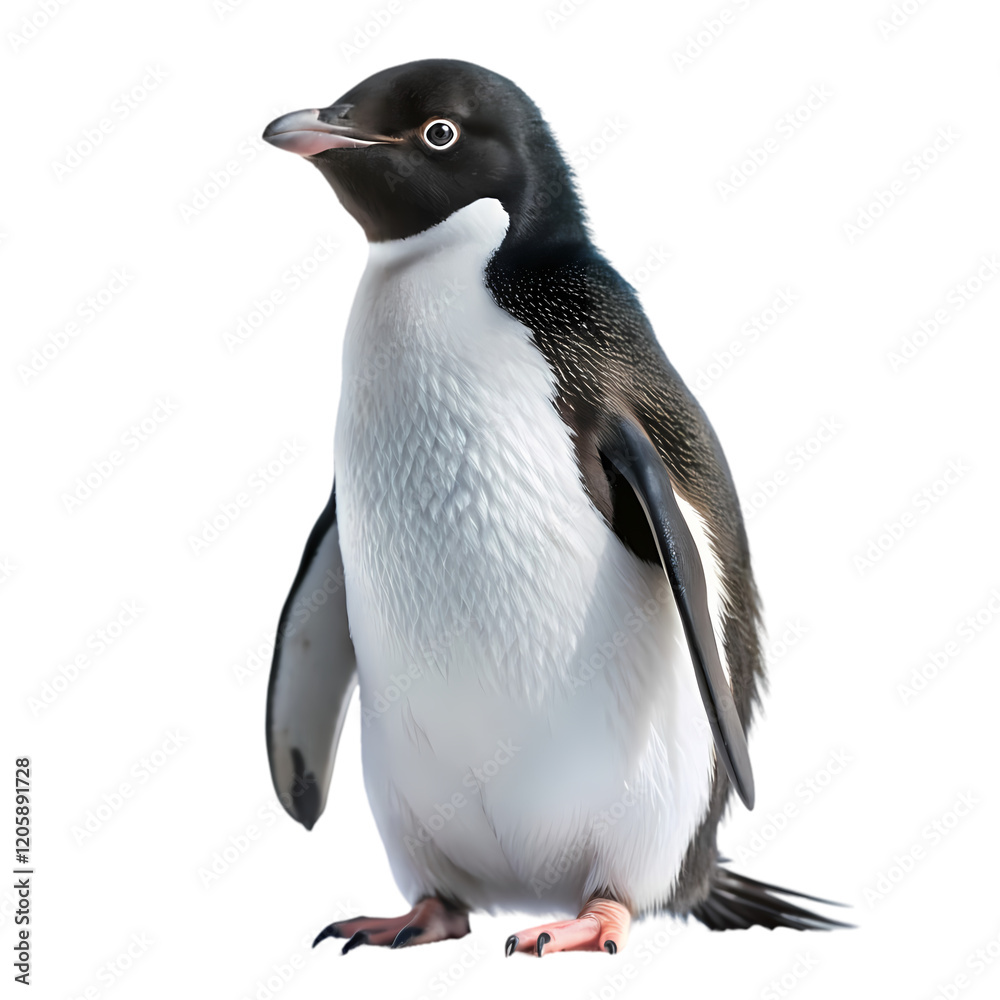 Adorable Adélie Penguin: Antarctic Wildlife on Pure White Background, Perfect for Nature Designs and Adorable Adélie Penguin: Antarctic Wildlife on Pure White Background, Perfect for Nature Designs and