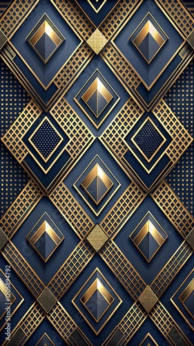 Elegant geometric pattern, dark navy blue background