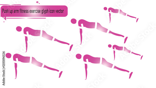 Push up arm fitness exercise glyph icon vector
