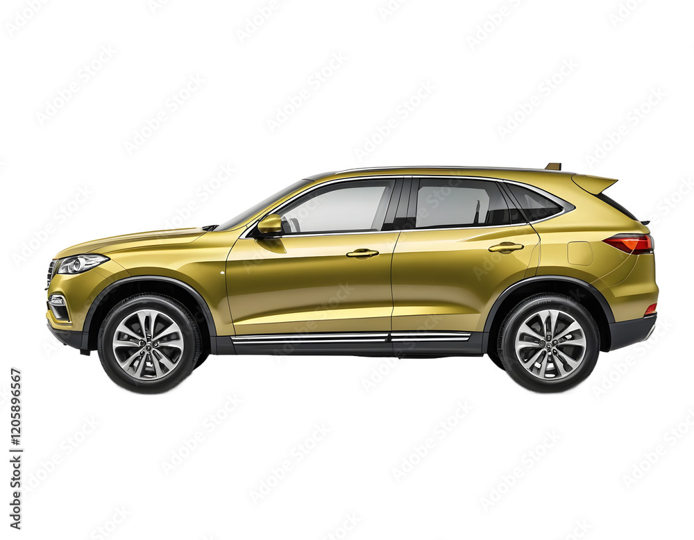 Golden SUV Profile Against Transparent Background Golden SUV Profile Against Transparent Background