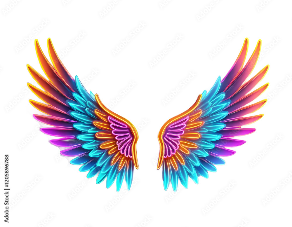Fototapeta premium Vibrant Neon Wings Graphic Design