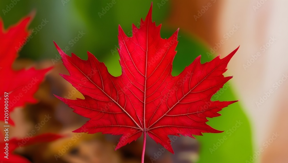 Vibrant Red Maple Leaf Veins Detail Closeup, Autumn Fall Color, Nature Vibrant Red Maple Leaf Veins Detail Closeup, Autumn Fall Color, Nature
