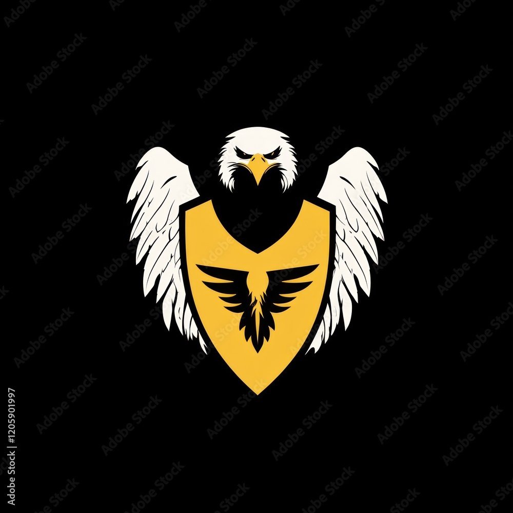 Obraz premium Majestic eagle shield emblem; power, protection. Ideal for corporate logos, gaming