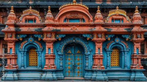 Vibrant Temple Entrance: A Symphony of Colors and Architecture