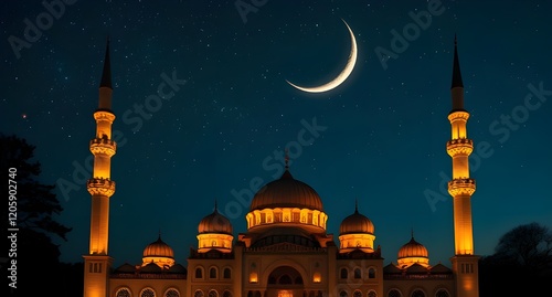 mosque on the night of Ramadan photo