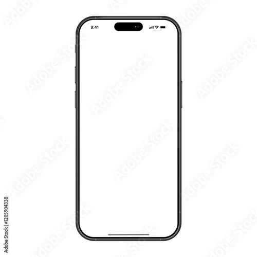 Realistic smartphone mockup. Mobile phone vector with isolated on white background. Device front view. 3D mobile phone with shadow. Realistic, high quality smart phone mockup for ui ux presentation.