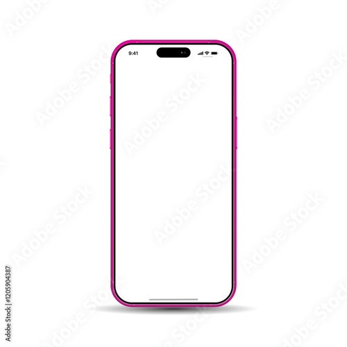 Realistic smartphone mockup. Mobile phone vector with isolated on white background. Device front view. 3D mobile phone with shadow. Realistic, high quality smart phone mockup for ui ux presentation.