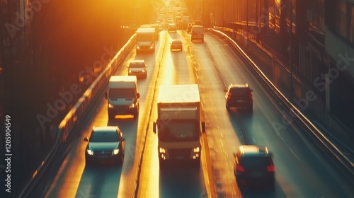 Tranquil Morning Drive on Wide Highway During Sunrise