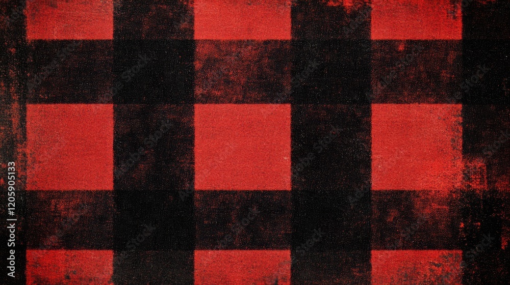 Fototapeta premium Red and black checkered textile background texture