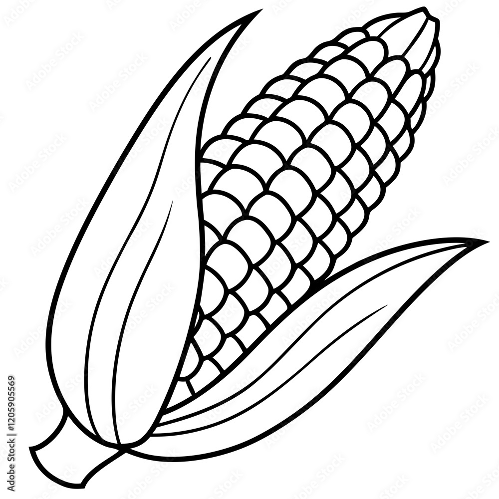 Corn Art Vector Continuous Line Design Corn Art Vector Continuous Line Design