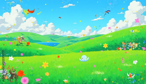 summer landscape with flowers