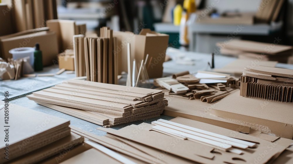 Collection of Basic Modeling Supplies Like Cardboard and Crafting Tools for Creative Projects Collection of Basic Modeling Supplies Like Cardboard and Crafting Tools for Creative Projects
