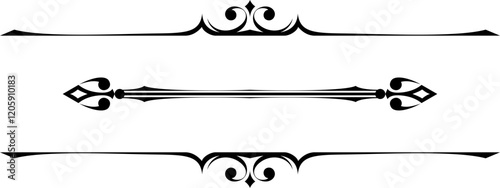 vector black and white decorative text separators made of stylized elements, vintage