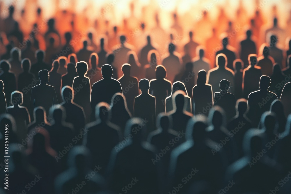 Obraz premium Crowd of people from paper. Cut out human silhouettes no face. back view. Business and society community of different men and women. illustration