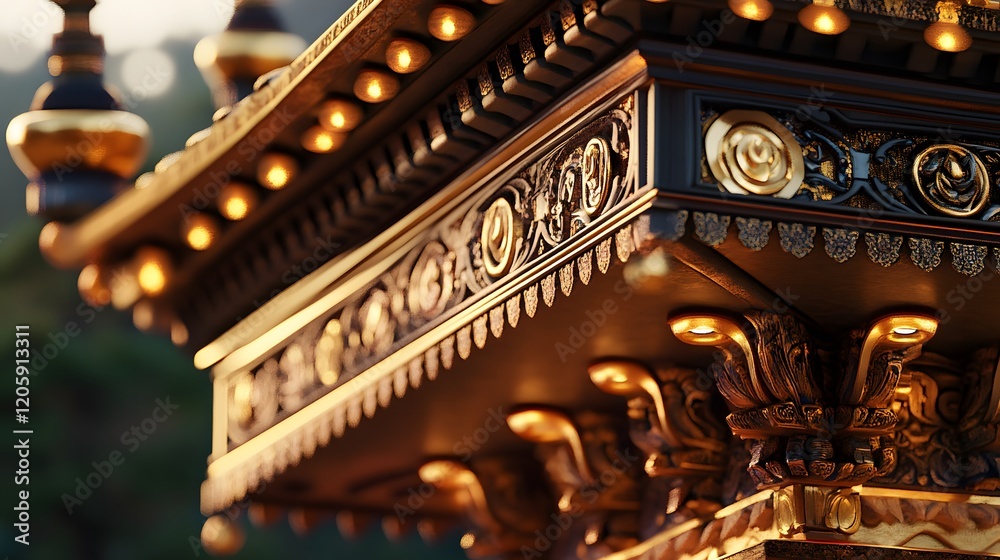 Obraz premium Ornate Golden Architectural Detail With Lights