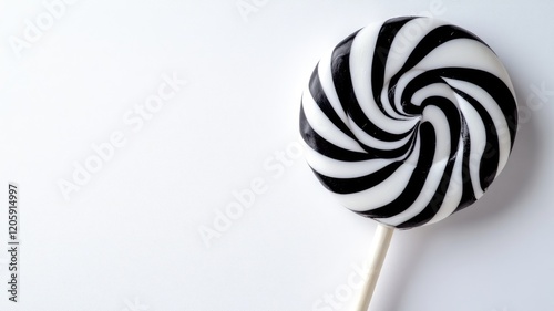 Black and white swirled lollipop on stick photo