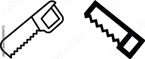 "Handsaw Vector Icon Set: Carpentry and Tool Graphics"