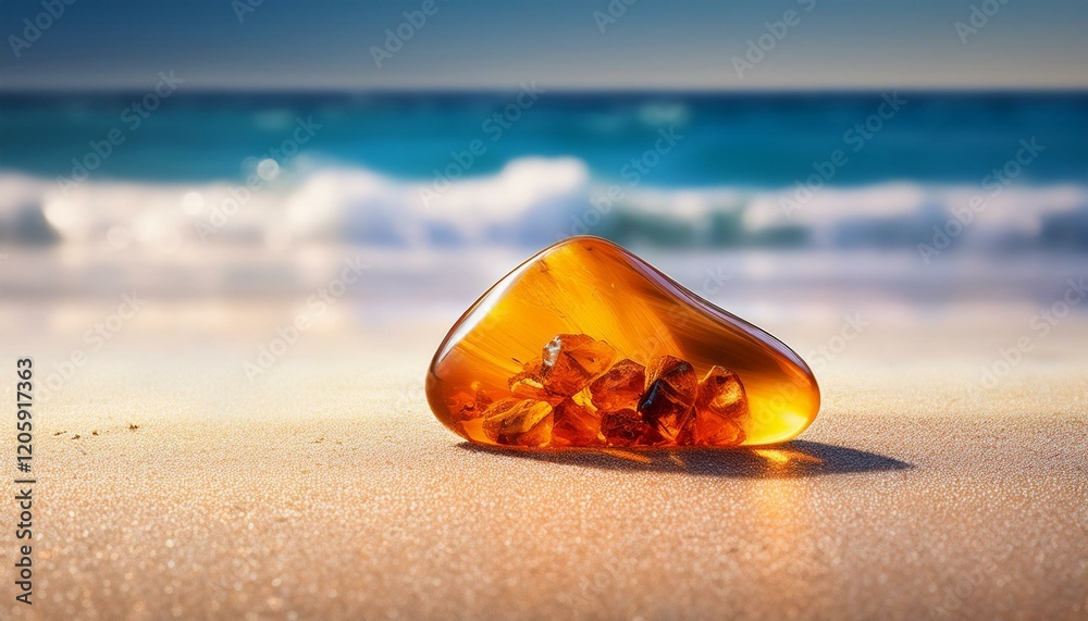 Generated imagebeautiful amber on the beach ver 7