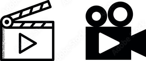 "Movie Vector Icon Set: Film and Entertainment Graphics"