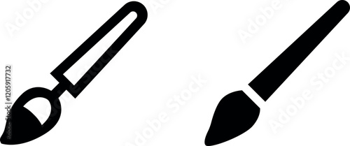 "Paint Brush Vector Icon Set: Art and Creativity Graphics"