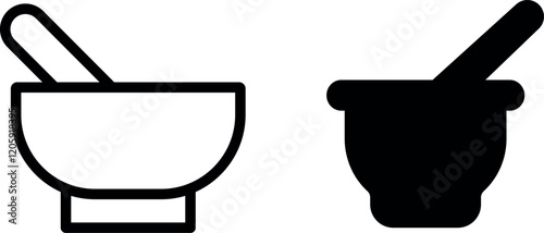 "Pestle Vector Icon Set: Grinding and Crushing Graphics"