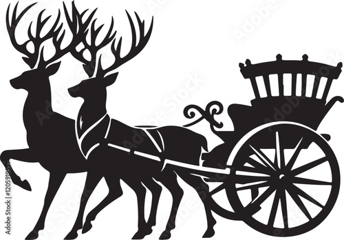 two deer cart silhouette victor design Isolated on white background.