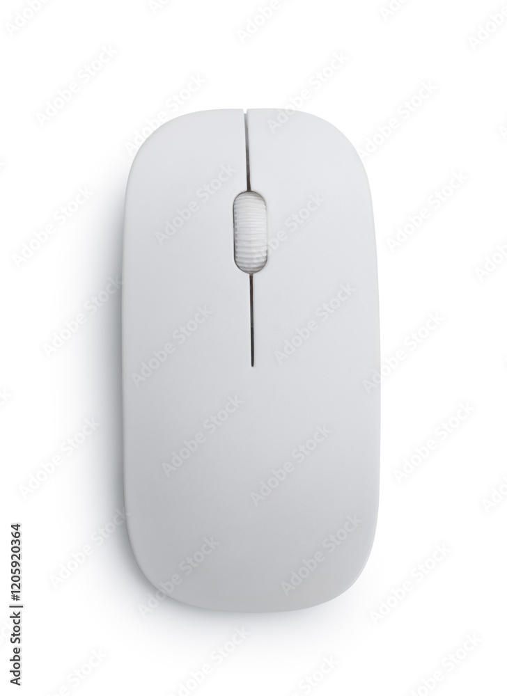 Top view of white wireless computer mouse Top view of white wireless computer mouse