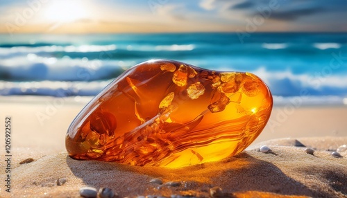 Obraz na płótnie beautiful amber on the beach ver 9 w salonie