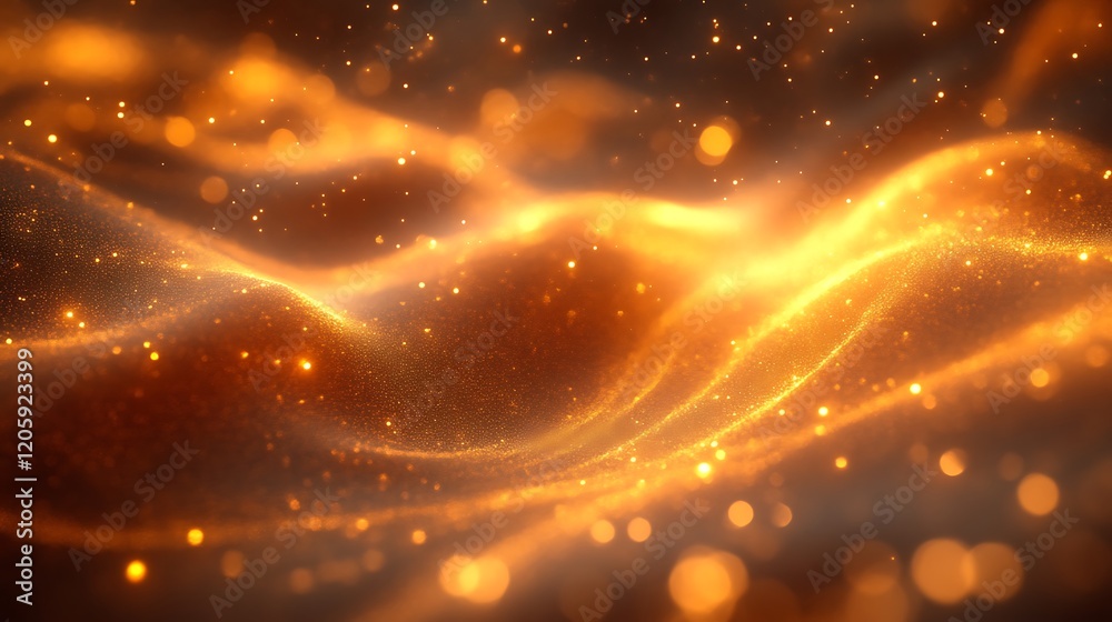 Obraz premium Golden Glittering Waves Abstract Background