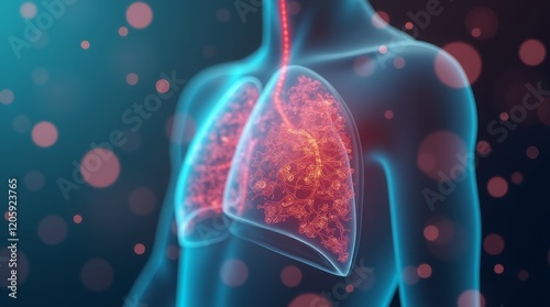 Respiratory virus infection, dangerous lung disease, medical background, 3d illustration